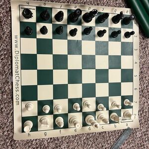 Chess Green and White Chess Set, great for travel, Diplomat